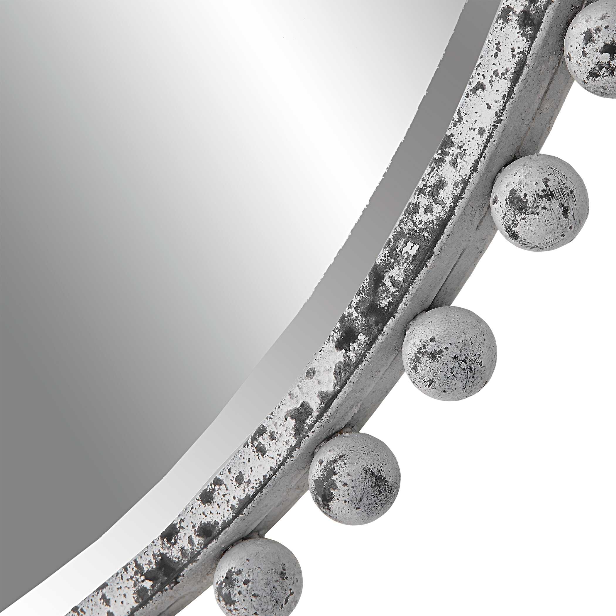 Taza Round Mirror, Antique White