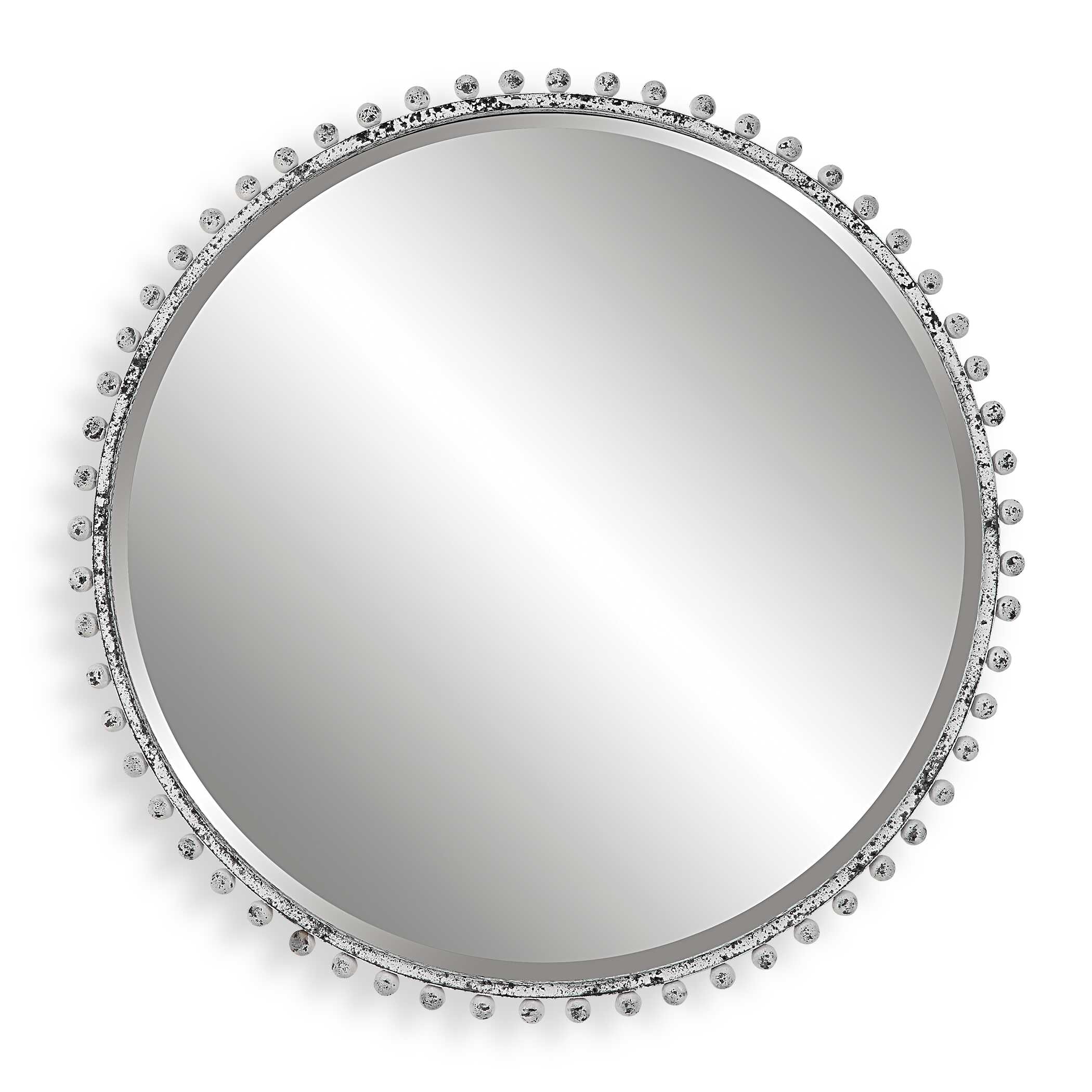 Taza Round Mirror, Antique White