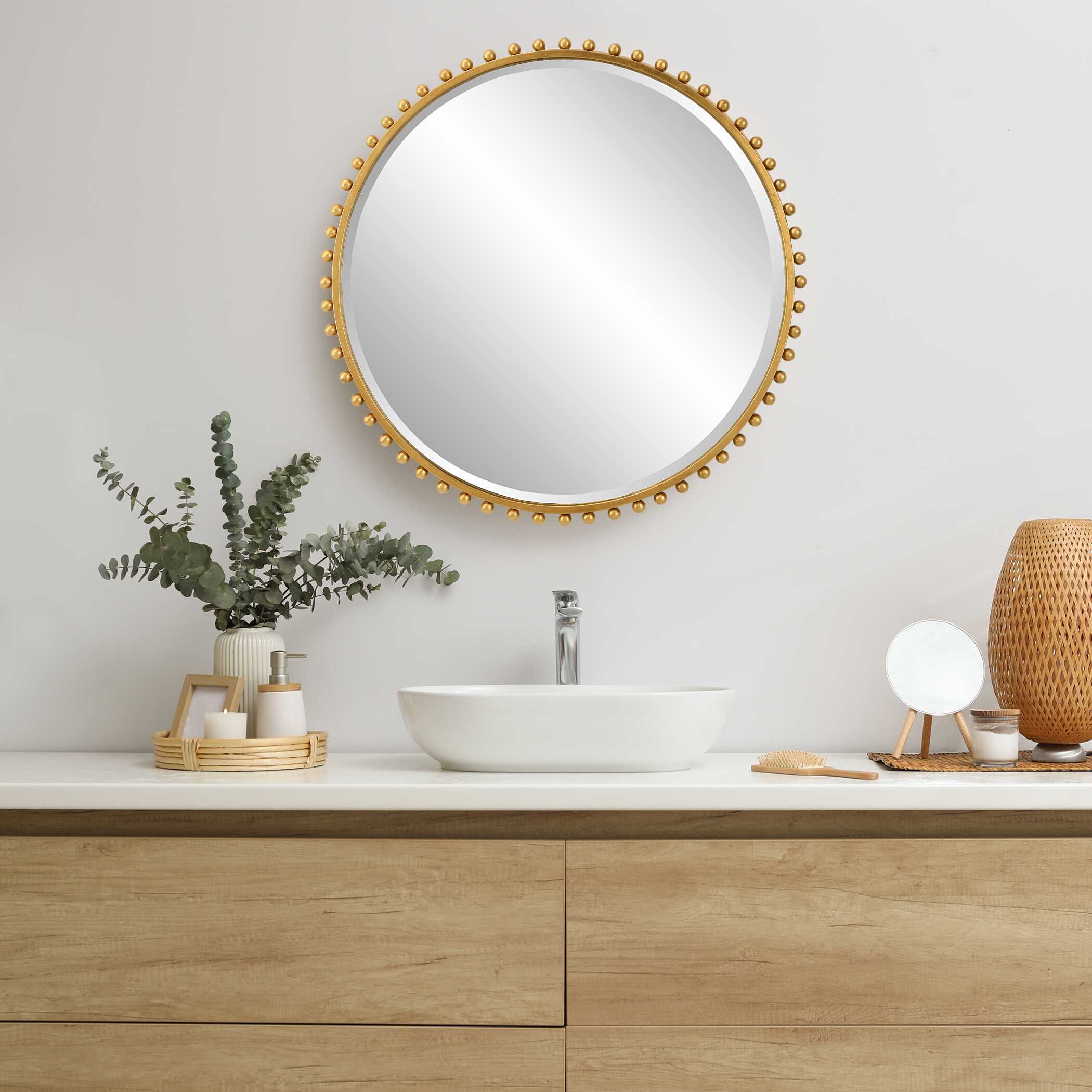 Taza Gold Round Mirror