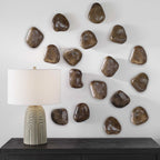 Pebbles Walnut Wood Wall Decor Set/9