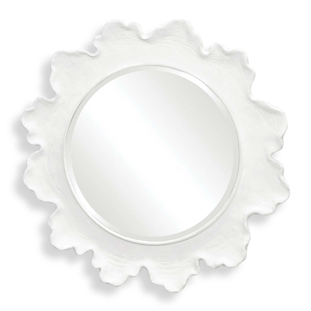 Sea Coral White Round Mirror
