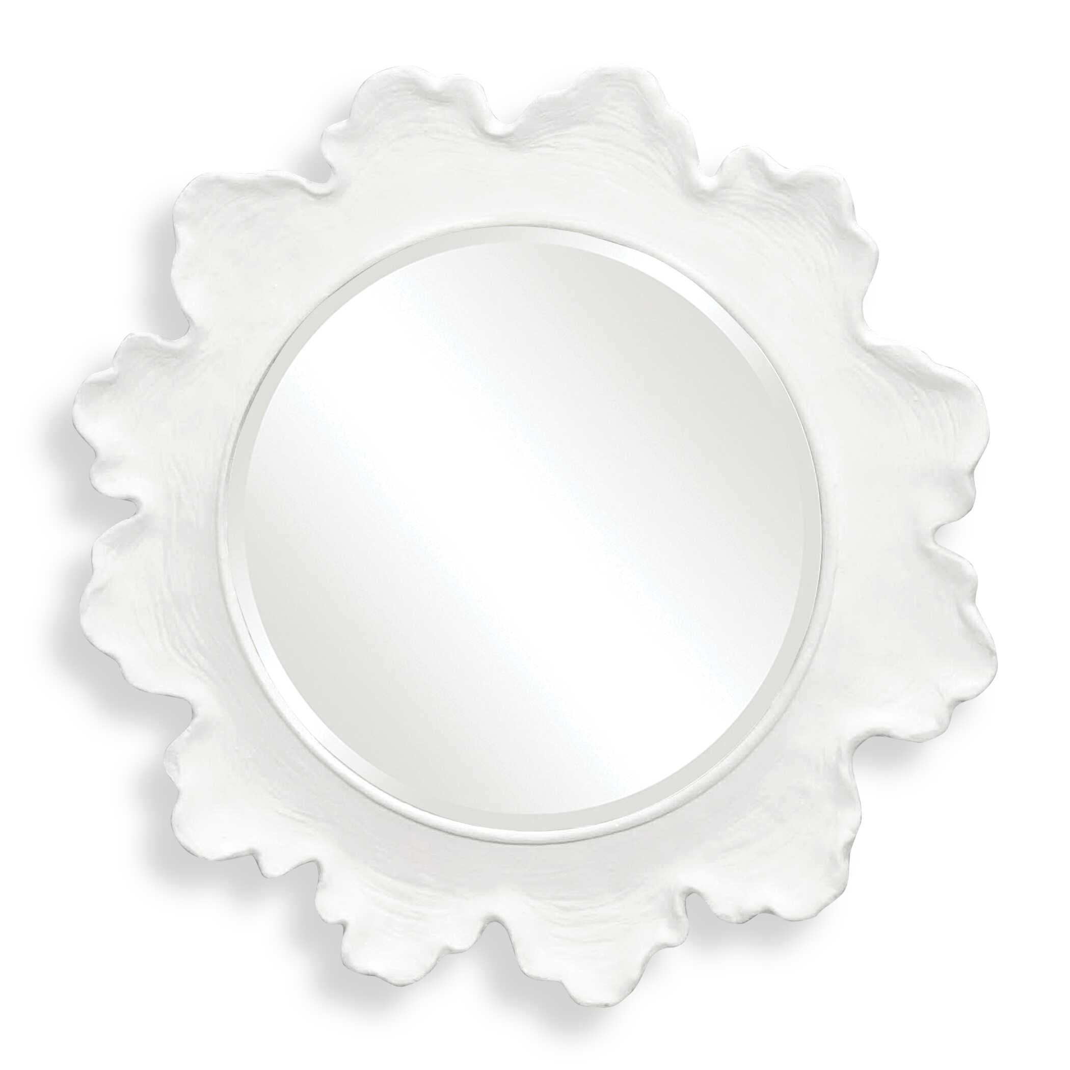 Sea Coral White Round Mirror
