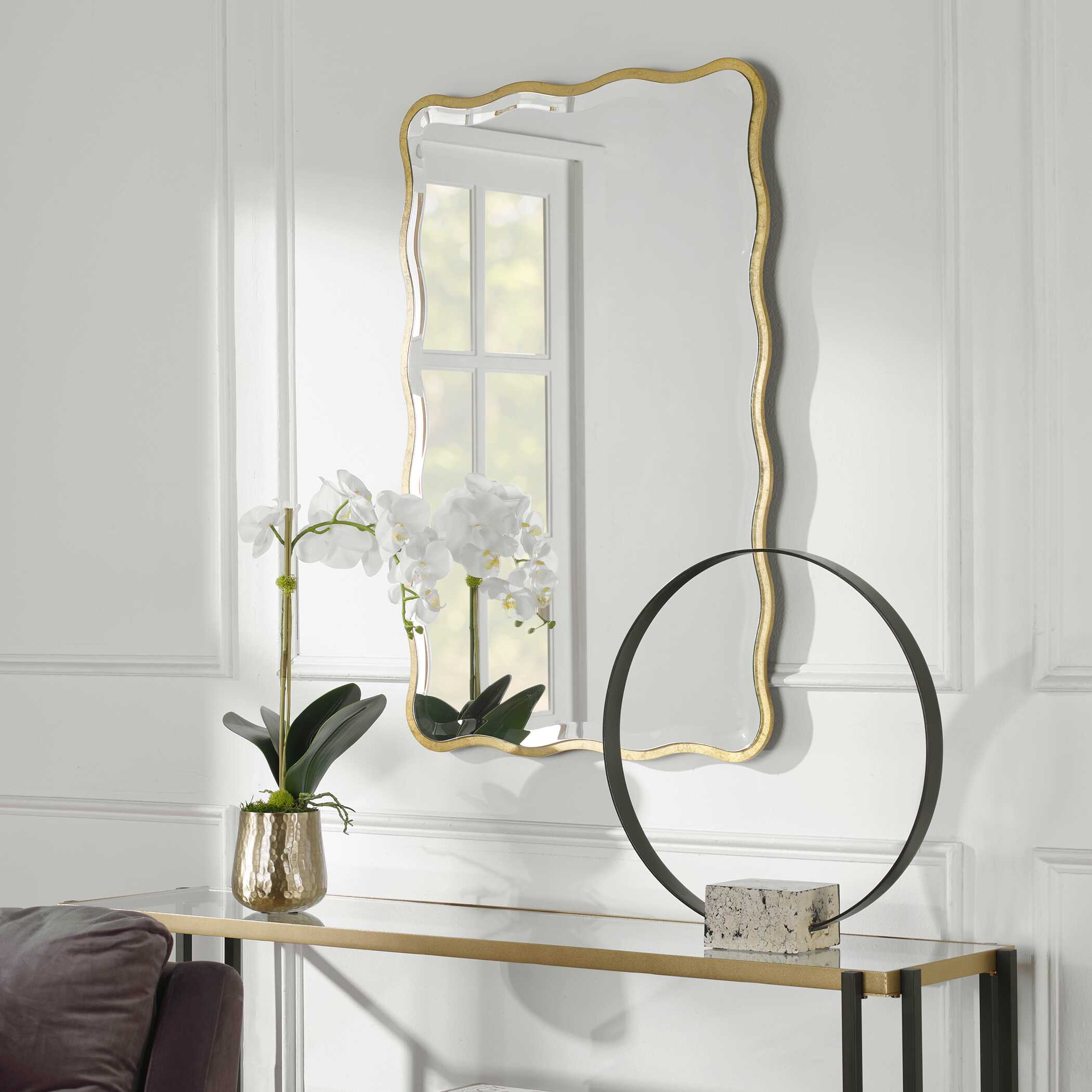 Aneta Gold Scalloped Mirror