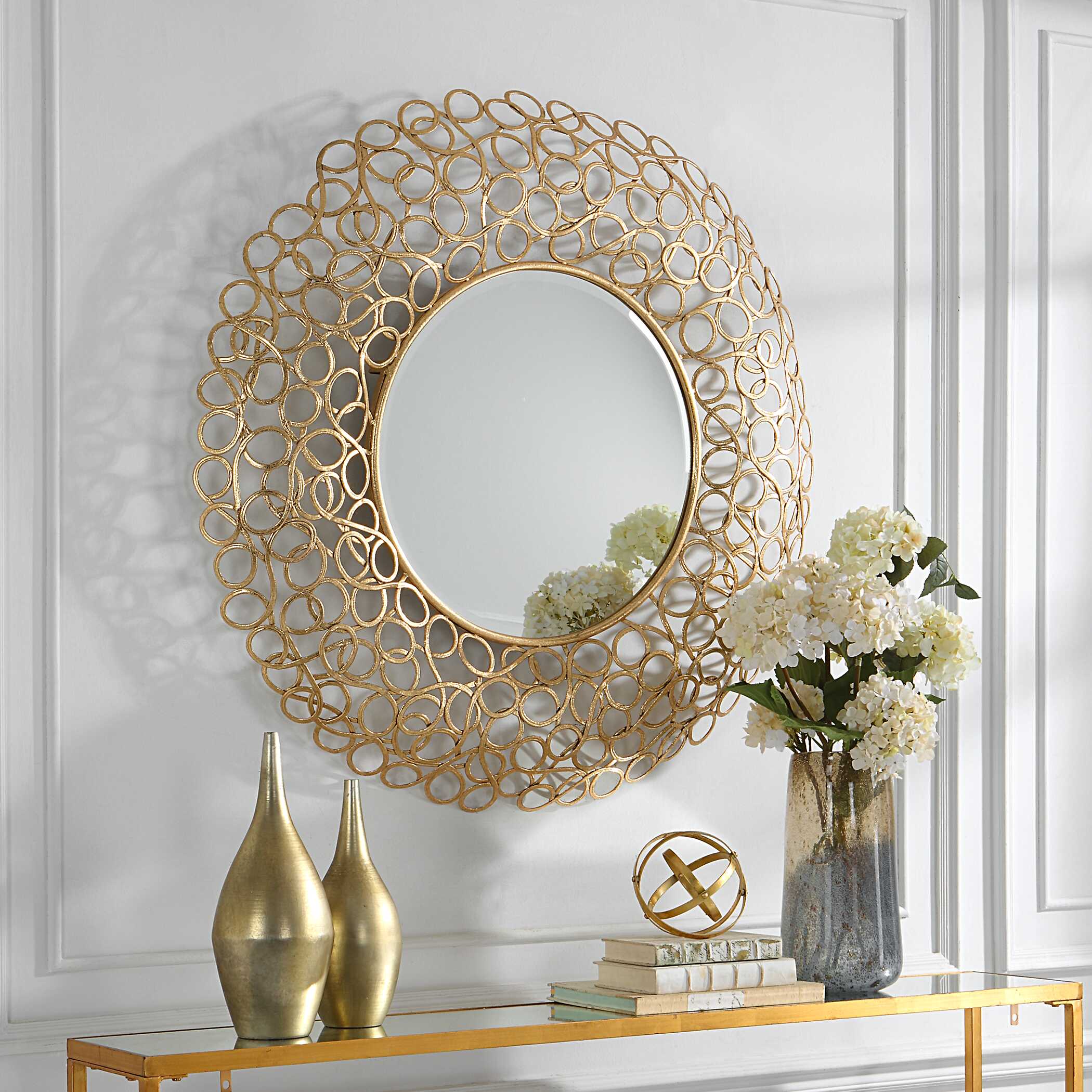 Swirl Round Gold Mirror