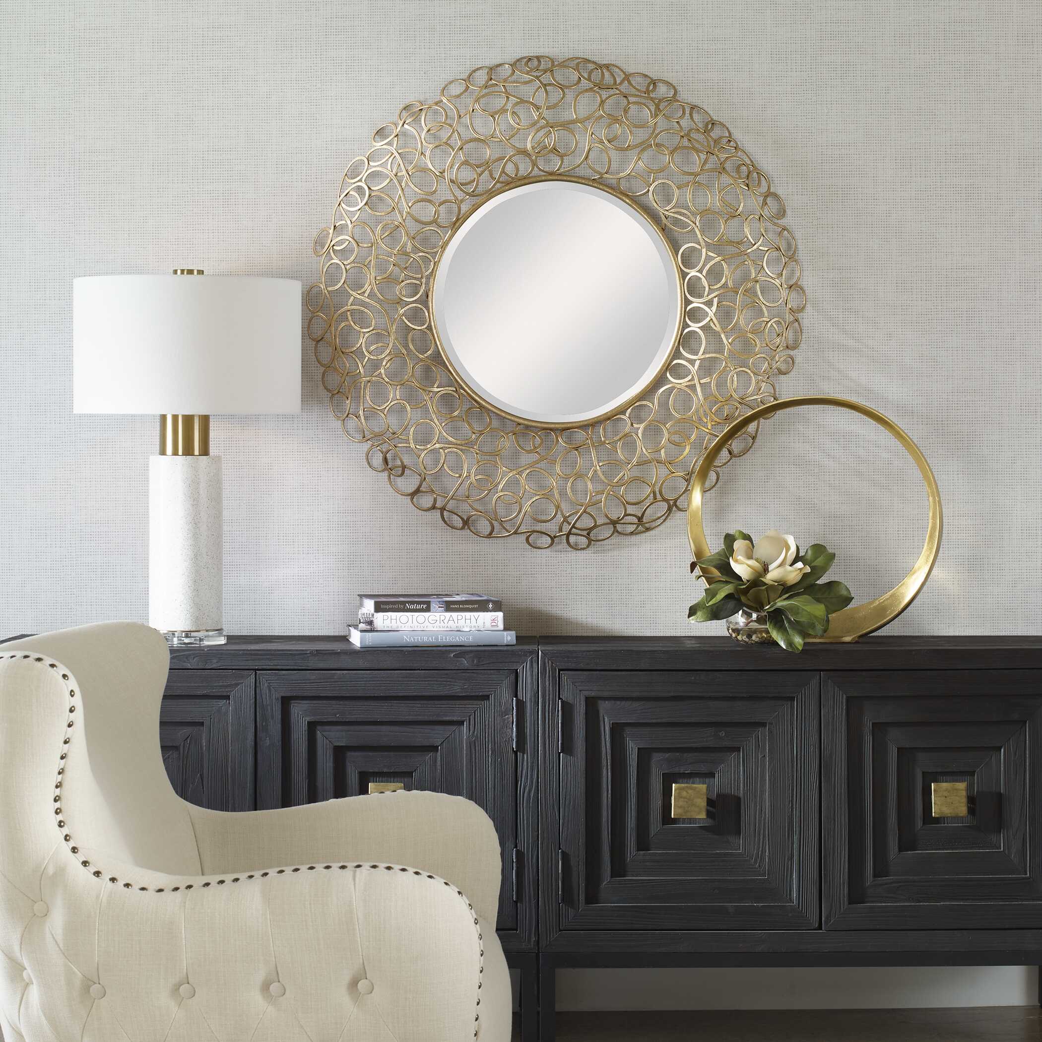 Swirl Round Gold Mirror
