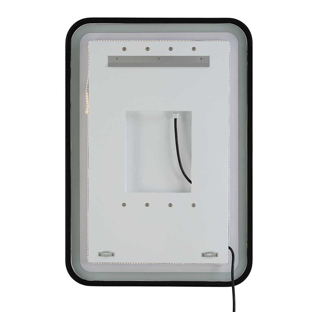 Crofton Lighted Black Vanity Mirror