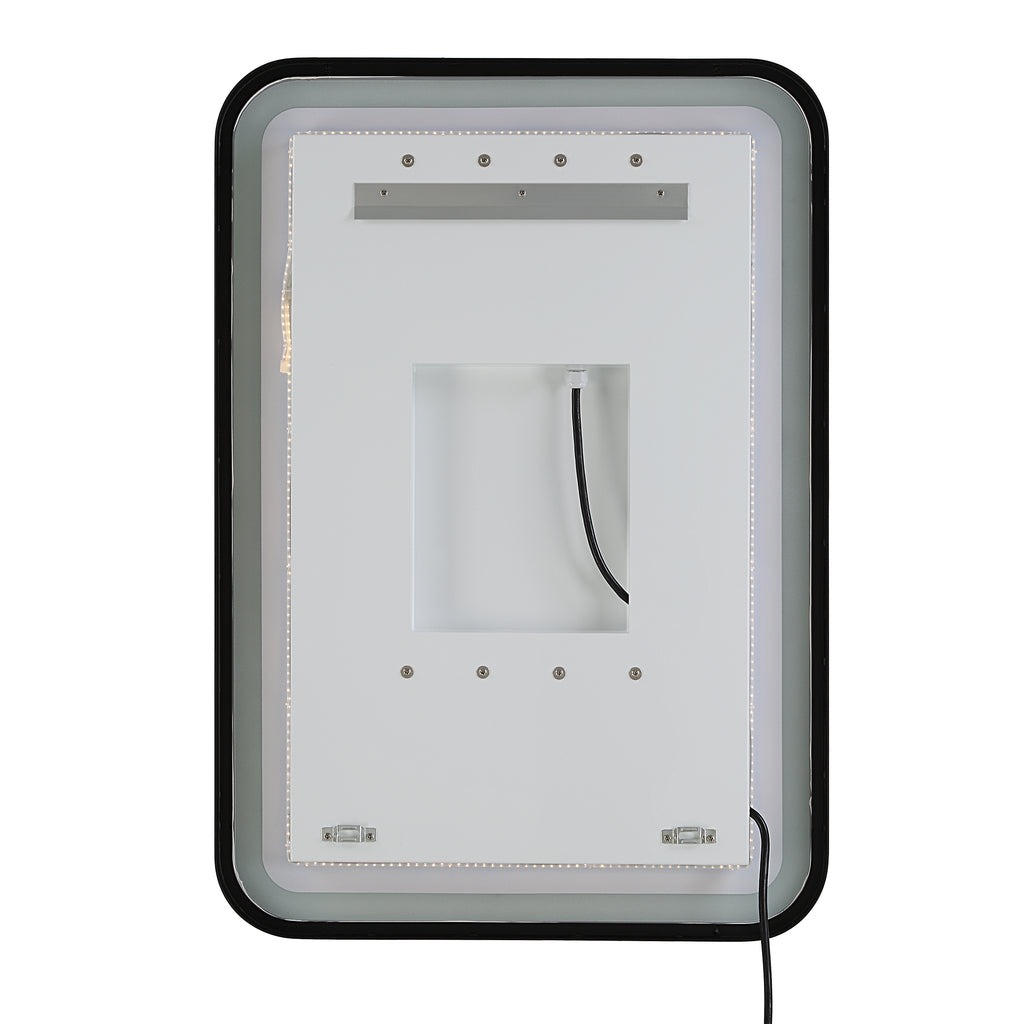 Crofton Lighted Black Vanity Mirror