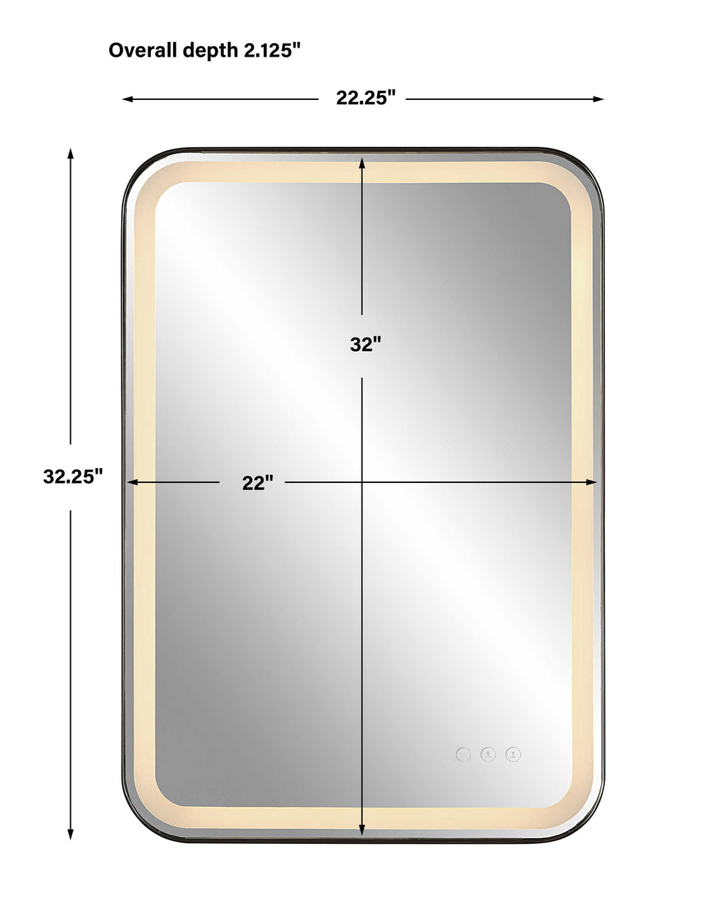 Crofton Lighted Black Vanity Mirror