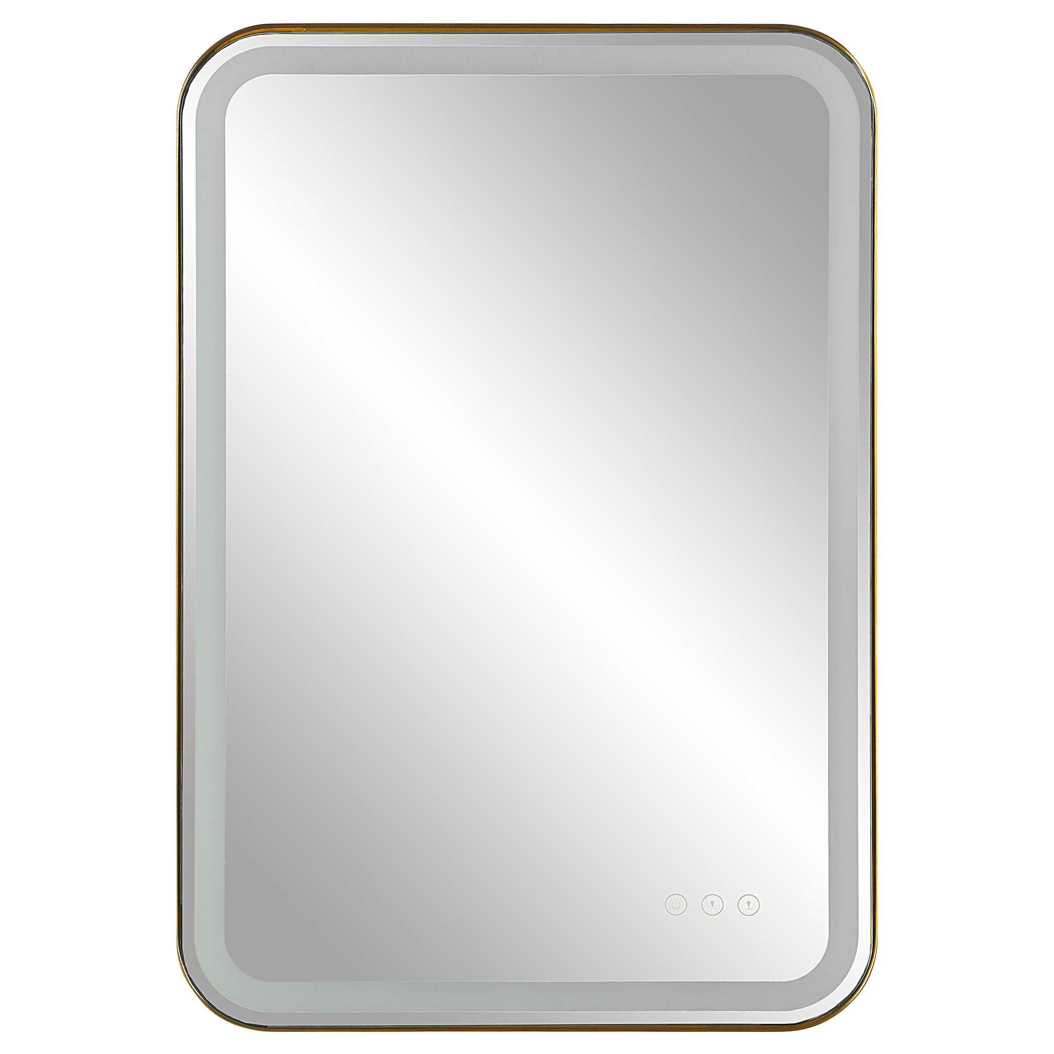 Crofton Lighted Brass Vanity Mirror