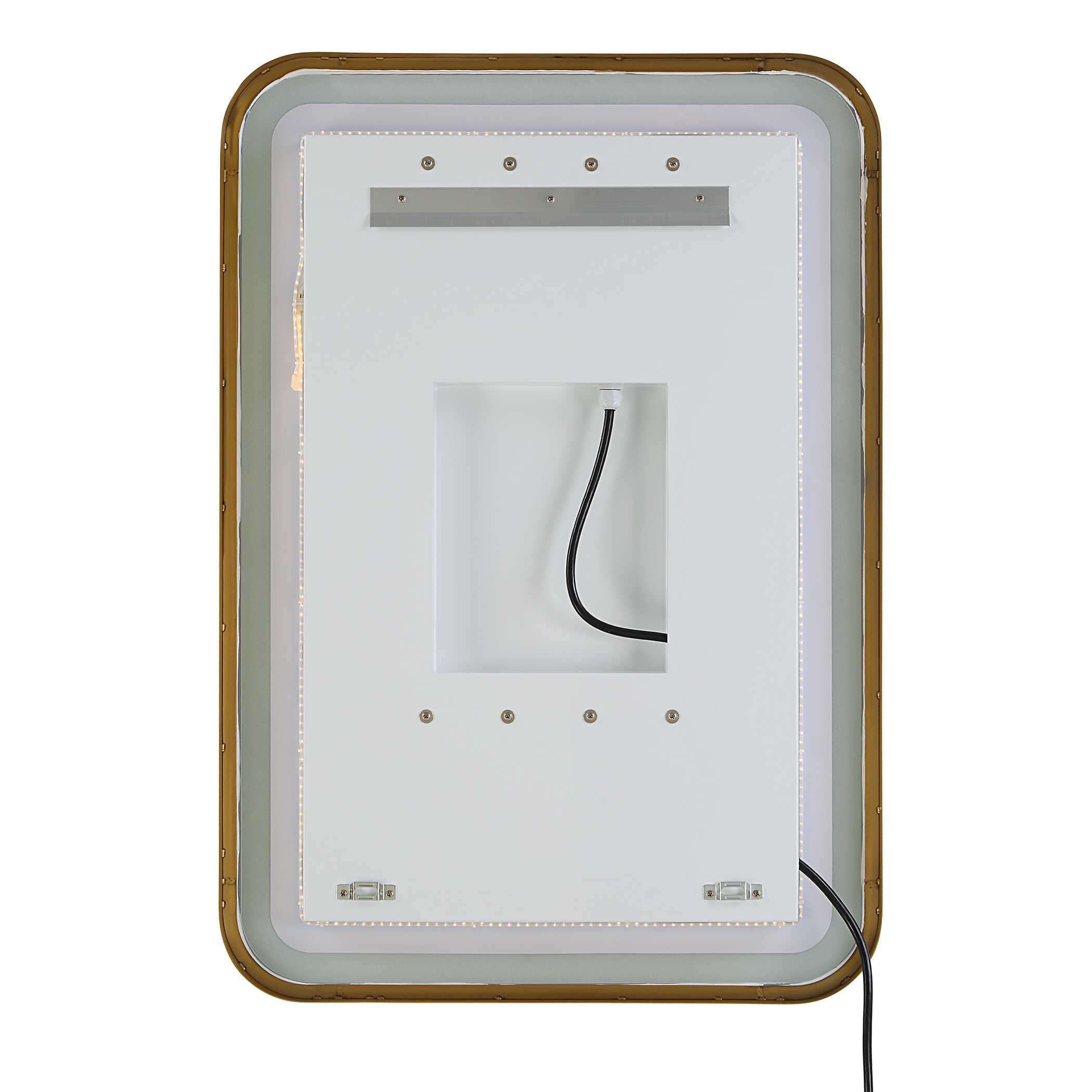 Crofton Lighted Brass Vanity Mirror