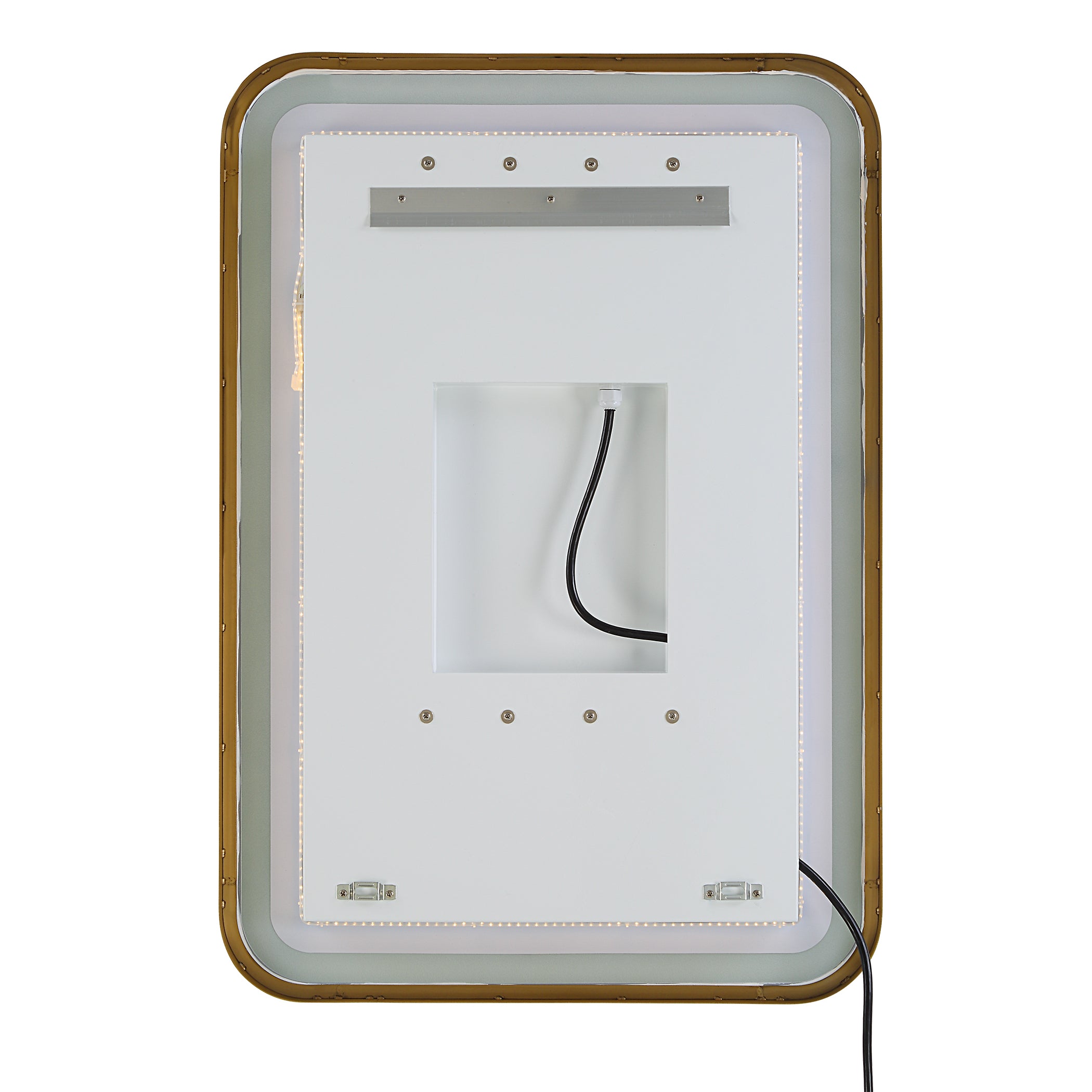 Crofton Lighted Brass Vanity Mirror