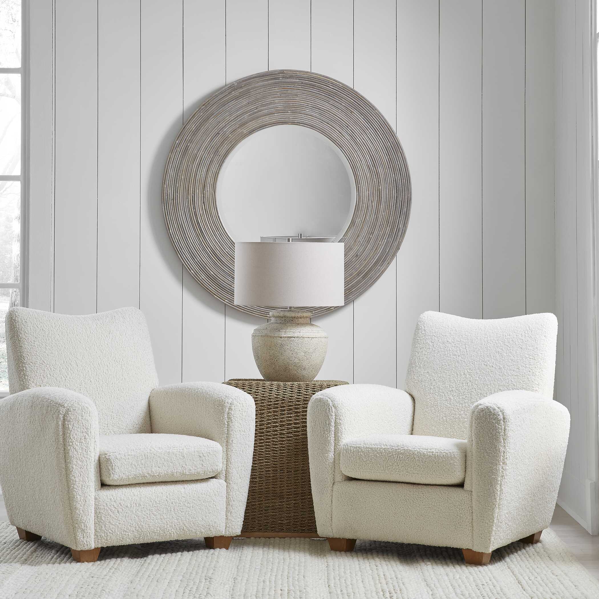 Vortex White Washed Round Mirror