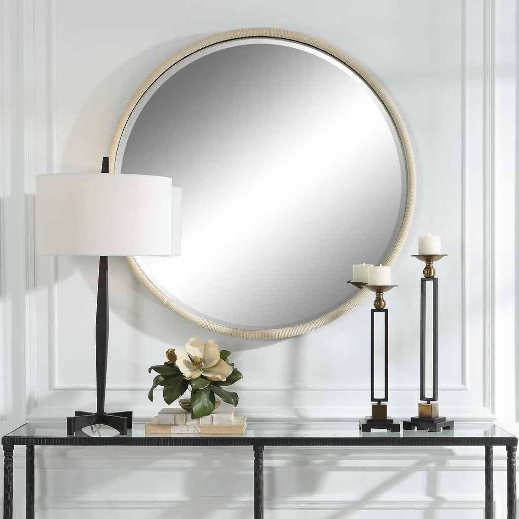 Ranchero White Round Mirror
