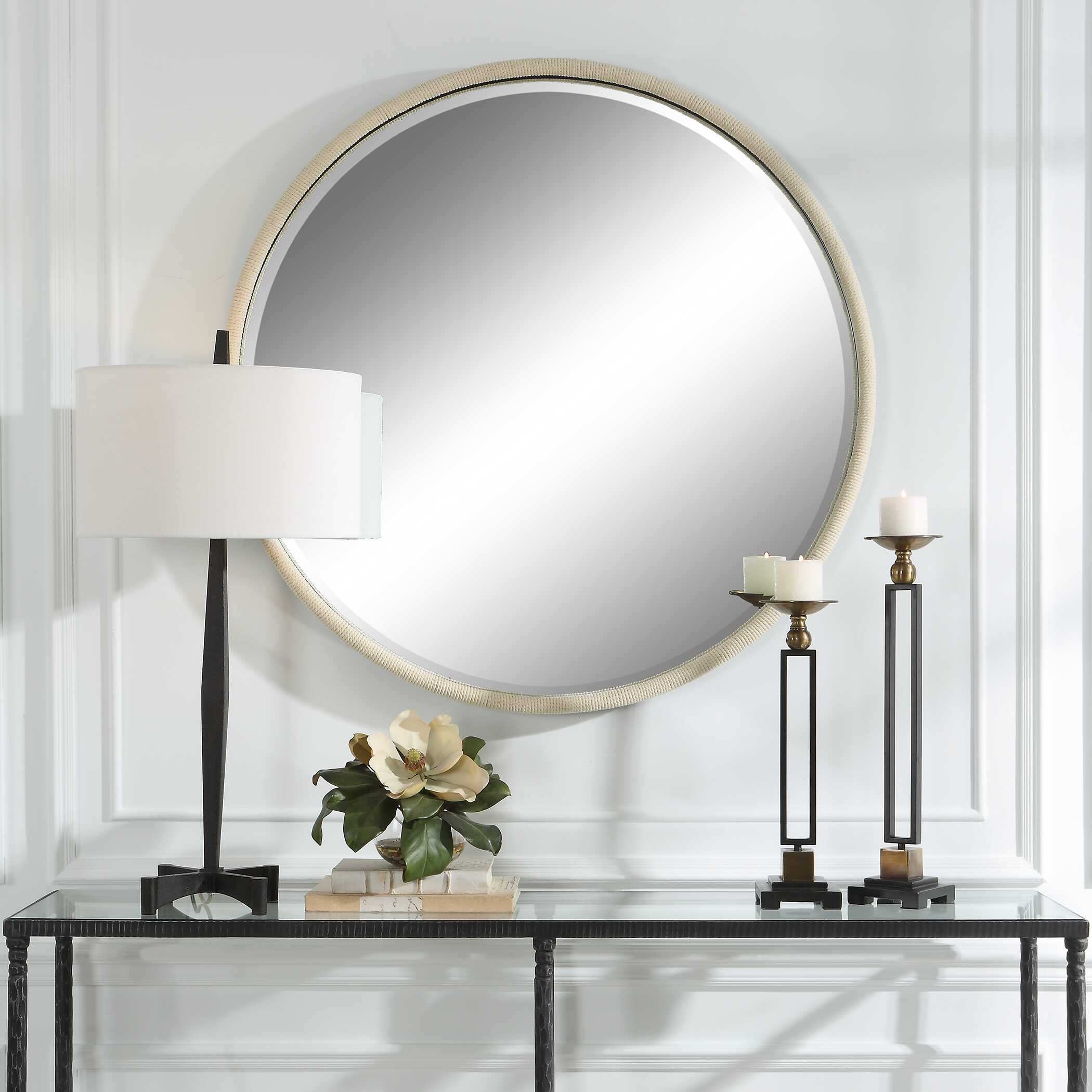 Ranchero White Round Mirror