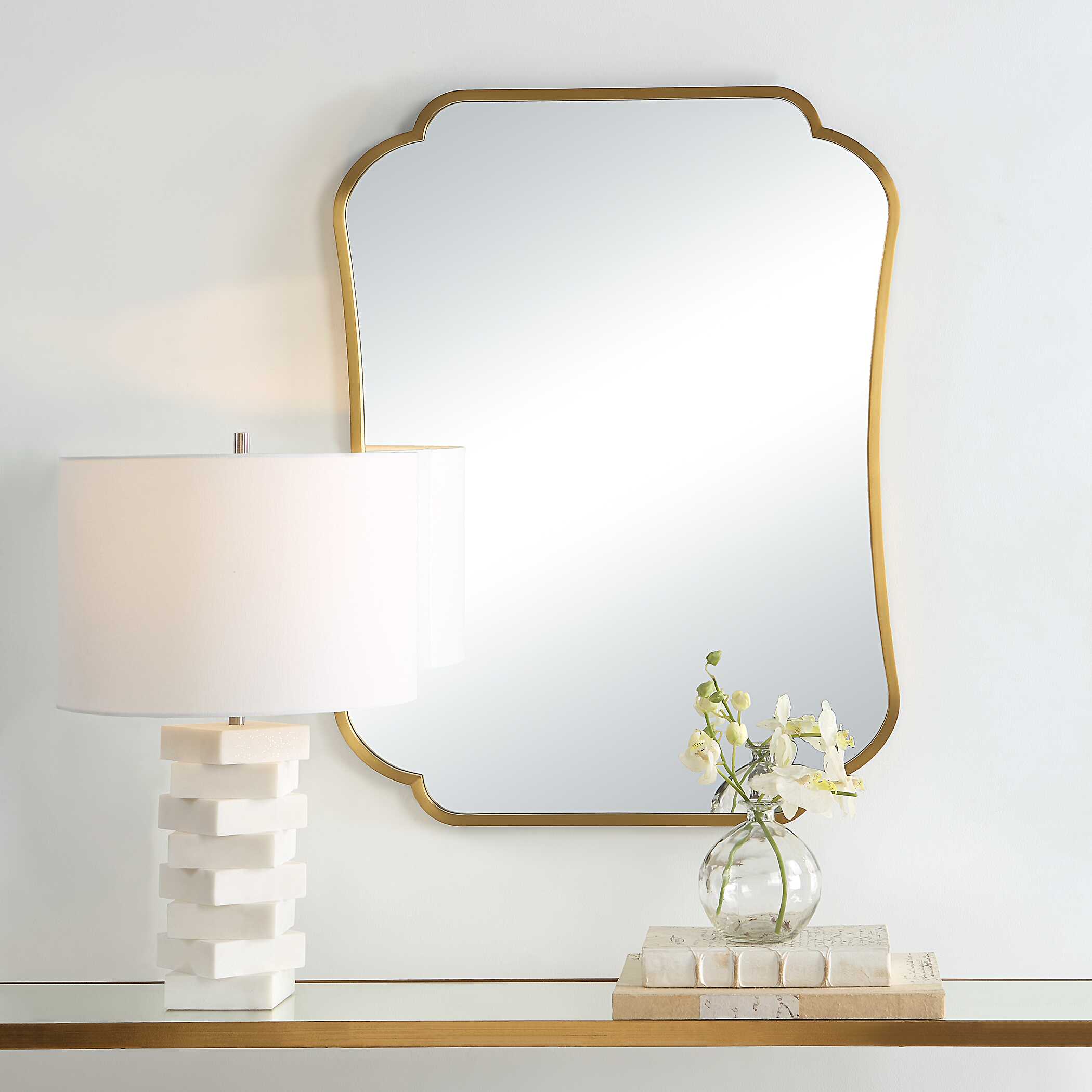 Athena Brushed Brass Mirror