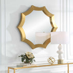 Flare Brushed Brass Round Mirror