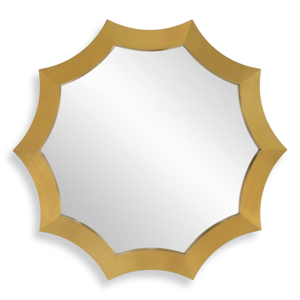 Flare Brushed Brass Round Mirror