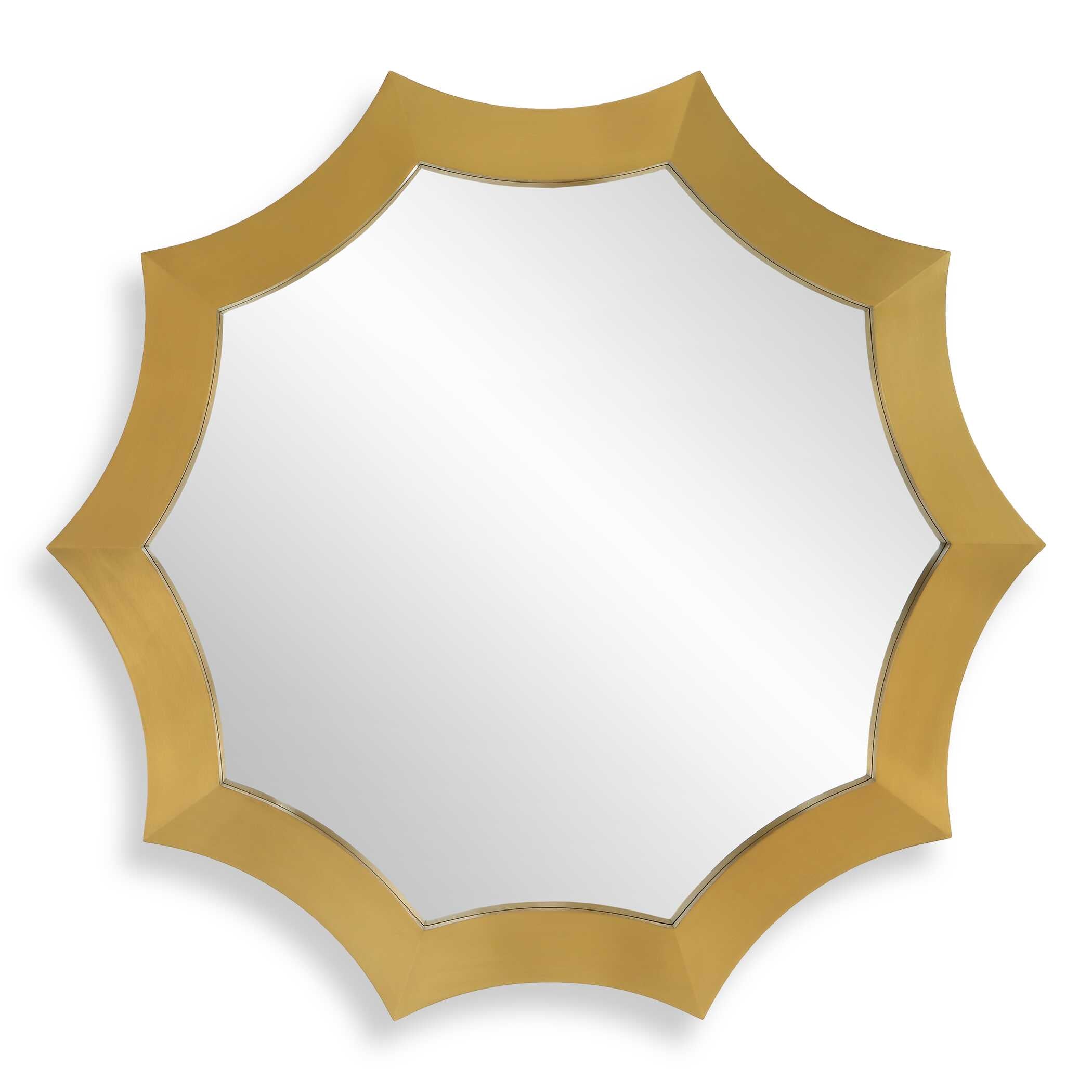 Flare Brushed Brass Round Mirror