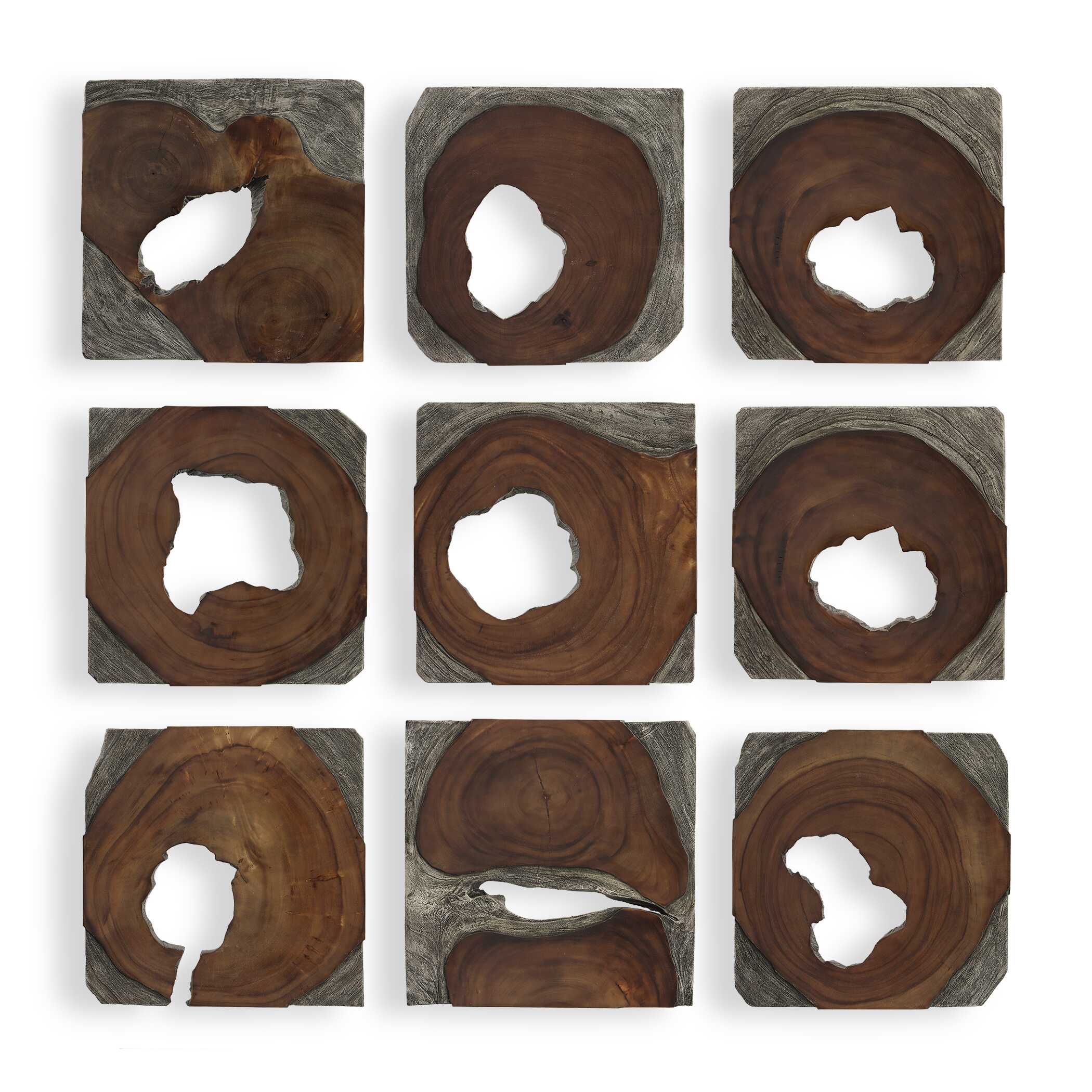 Jungle Wood Paneled Wall Art Set/9