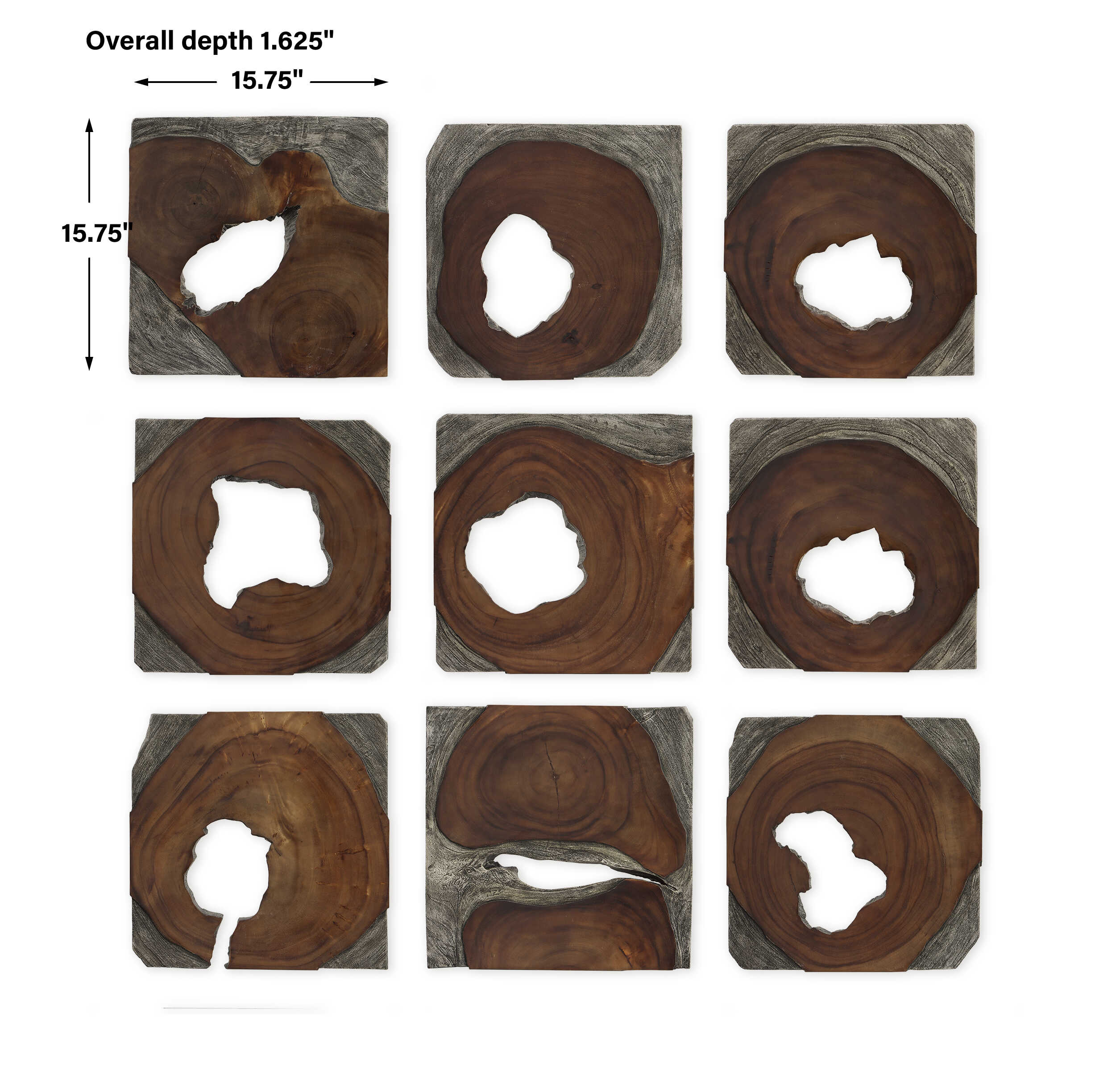 Jungle Wood Paneled Wall Art Set/9