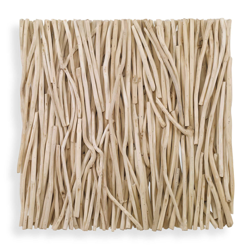 Gathered Teak Square Bleached Wood Wall Decor