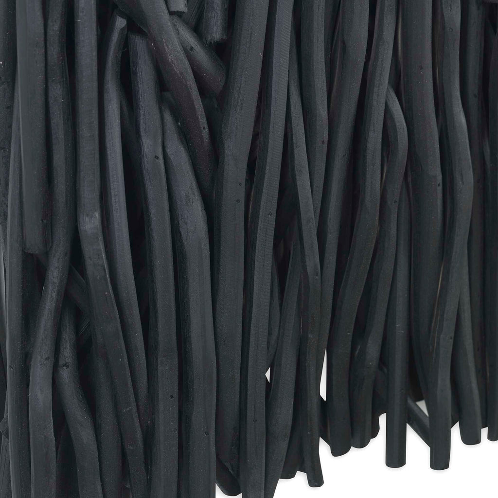 Gathered Teak Square Black Wood Wall Decor