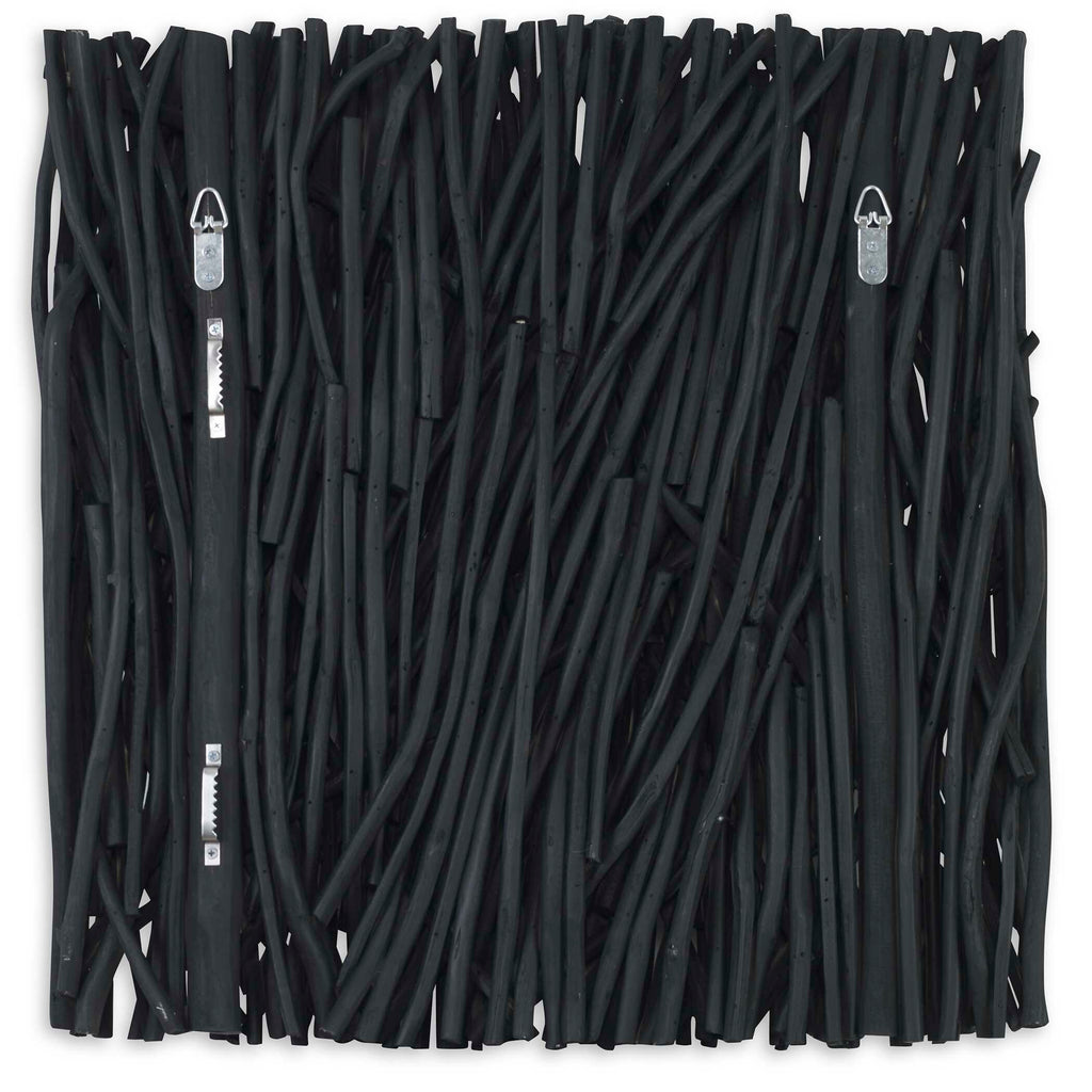 Gathered Teak Square Black Wood Wall Decor