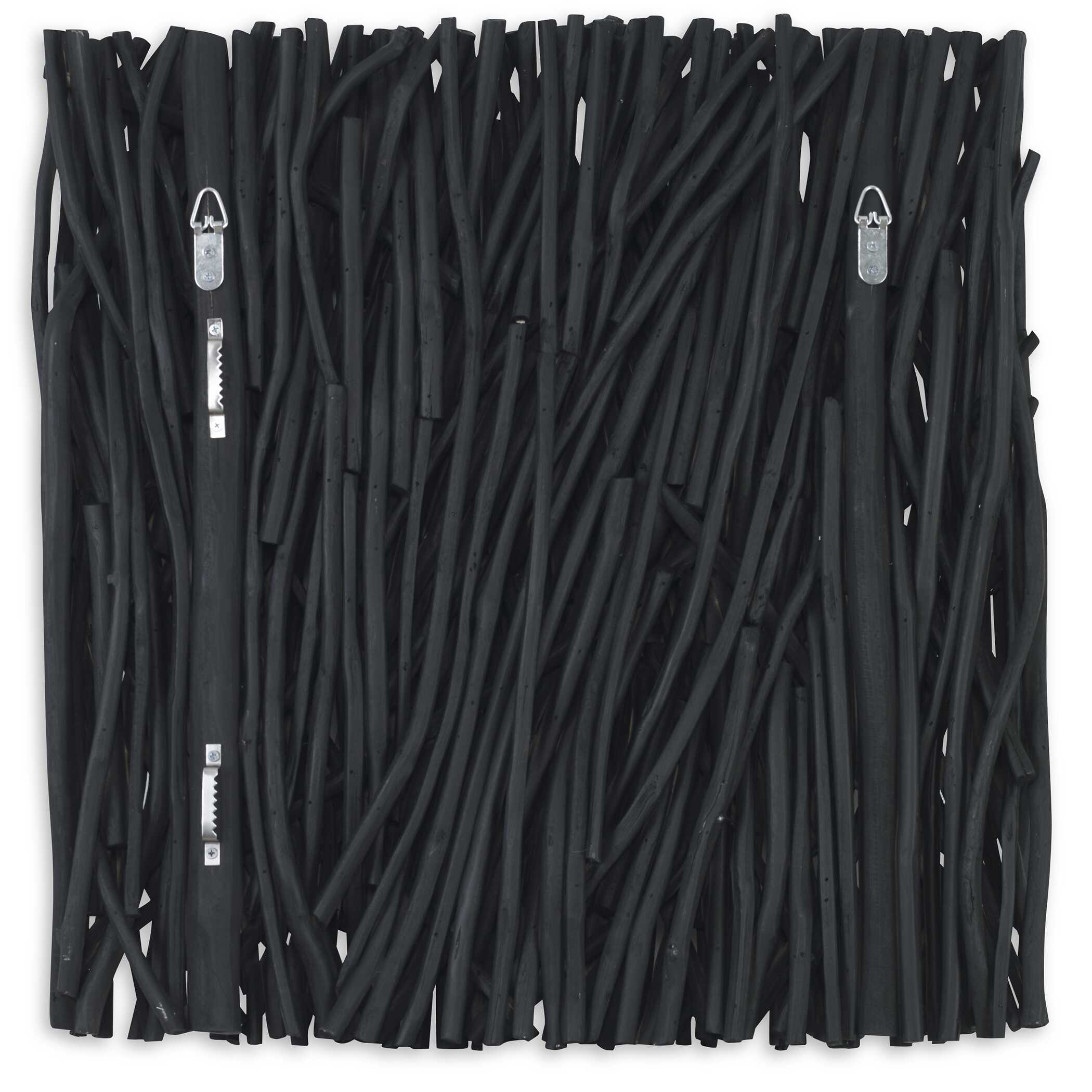 Gathered Teak Square Black Wood Wall Decor