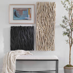 Gathered Teak Square Black Wood Wall Decor