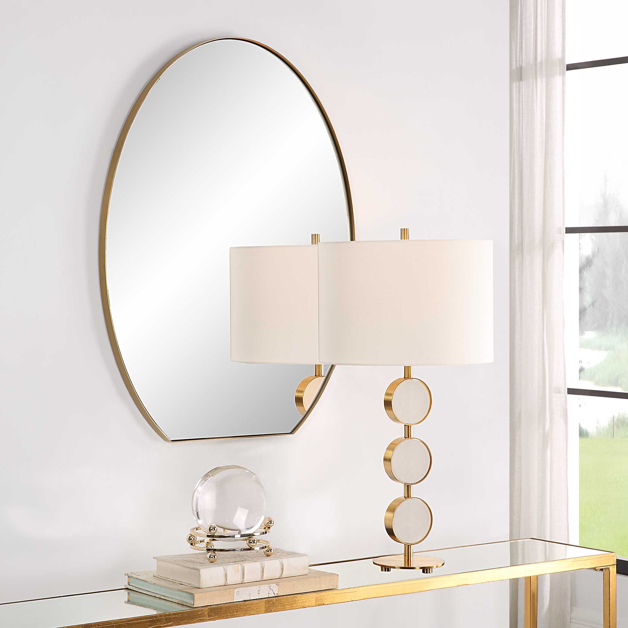 Cabell Brass Oval Mirror