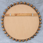 Cyra Wood Beaded Round Mirror