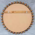 Cyra Wood Beaded Round Mirror
