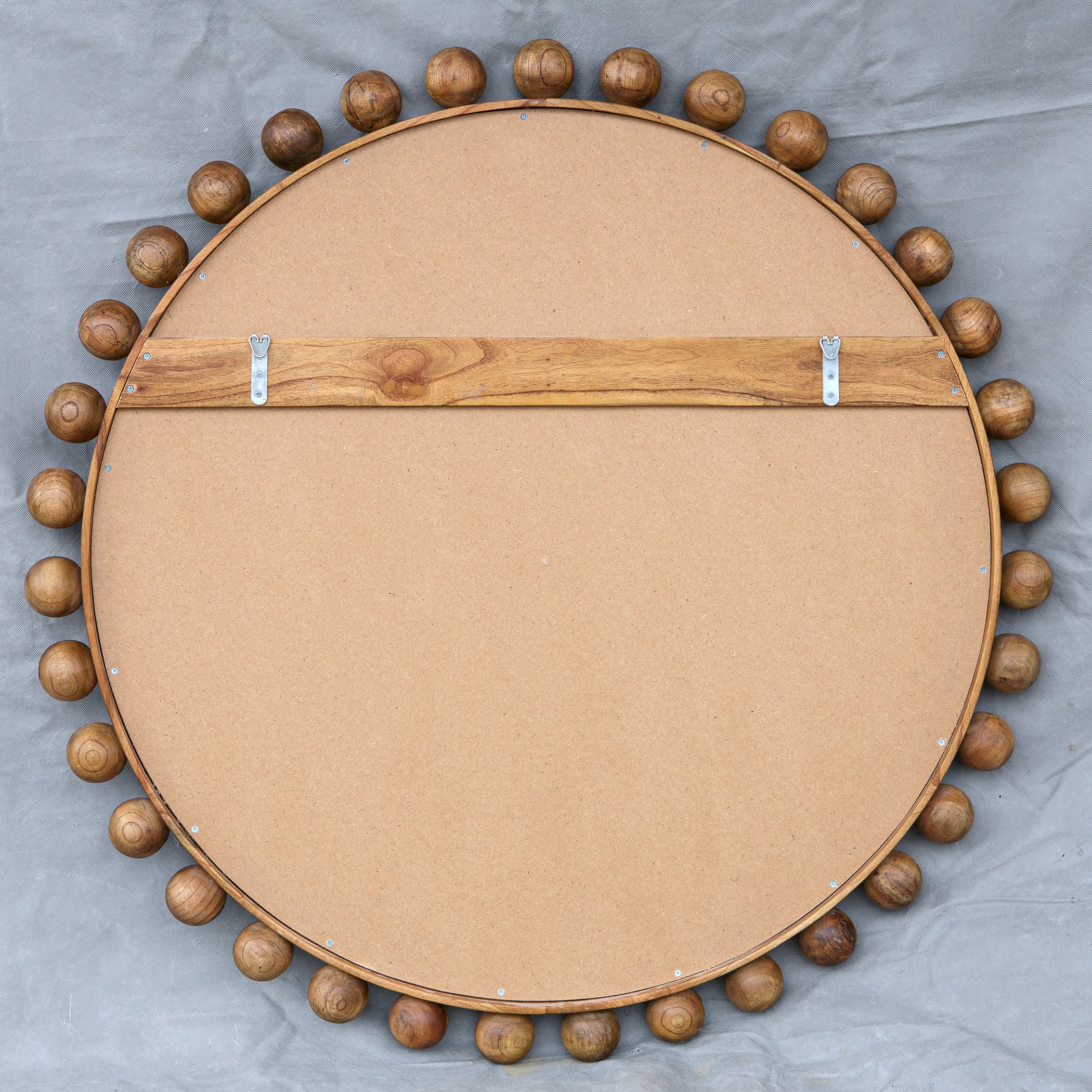 Cyra Wood Beaded Round Mirror