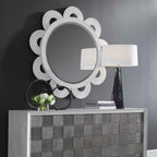 Clematis White Rattan Round Mirror