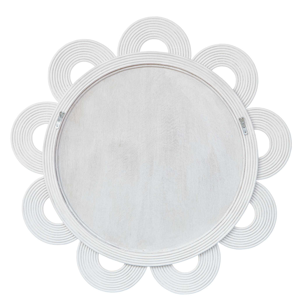 Clematis White Rattan Round Mirror