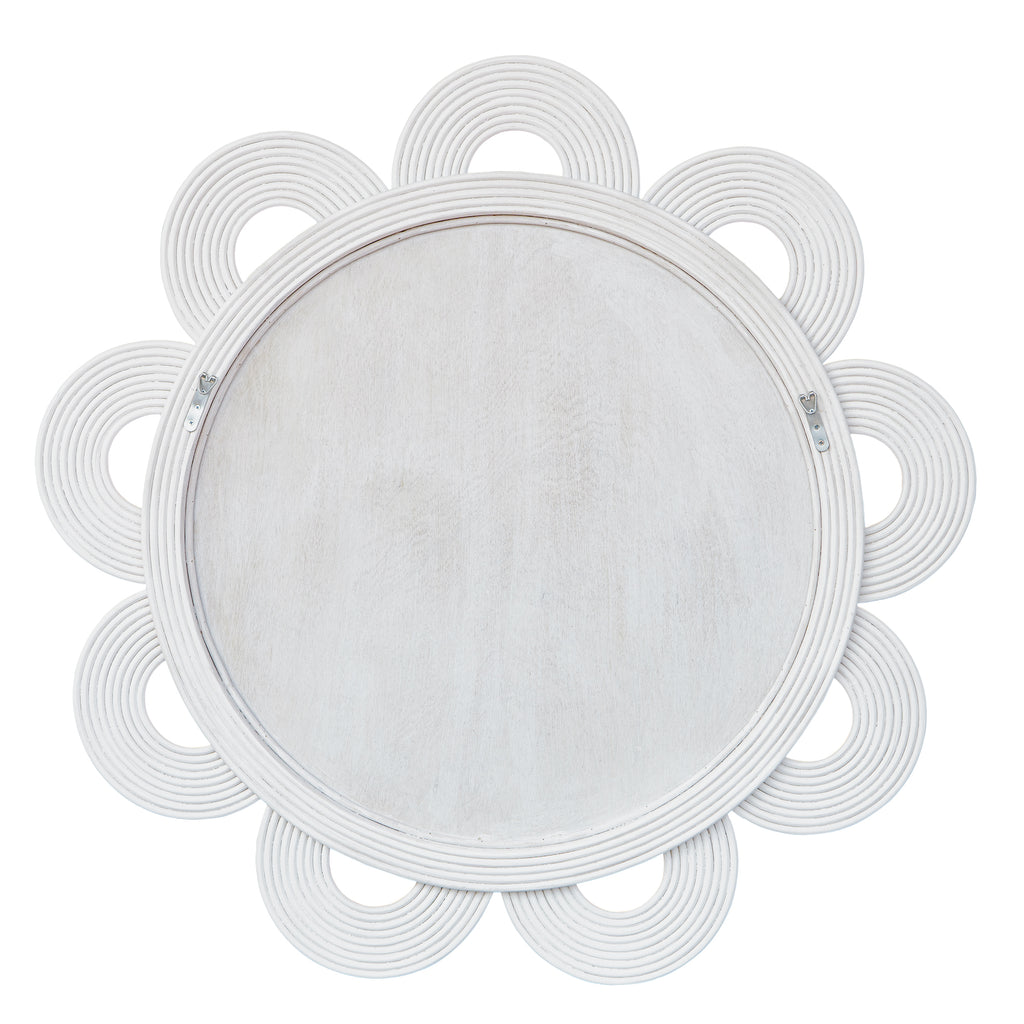 Clematis White Rattan Round Mirror