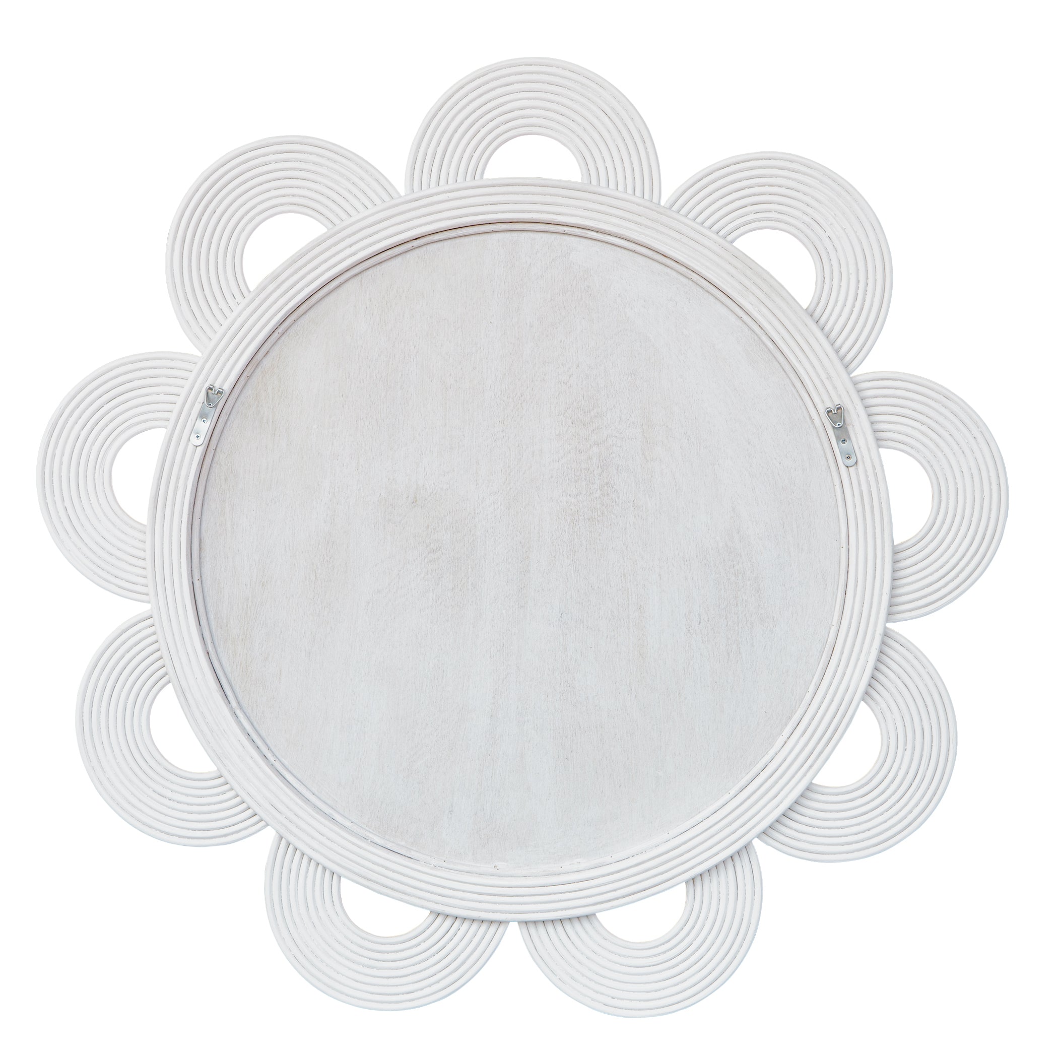 Clematis White Rattan Round Mirror