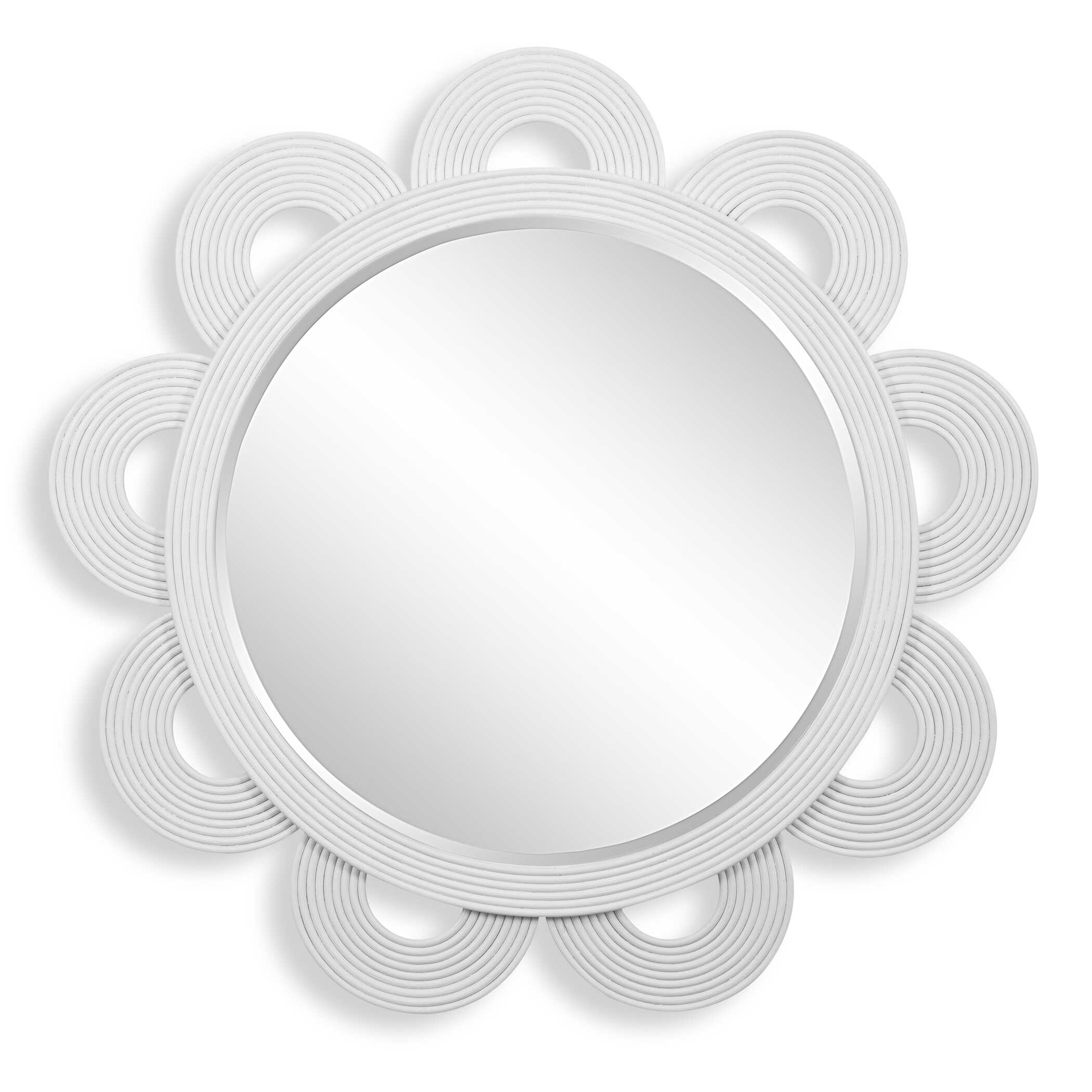 Clematis White Rattan Round Mirror