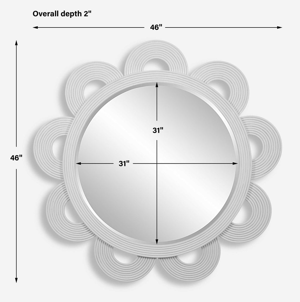 Clematis White Rattan Round Mirror