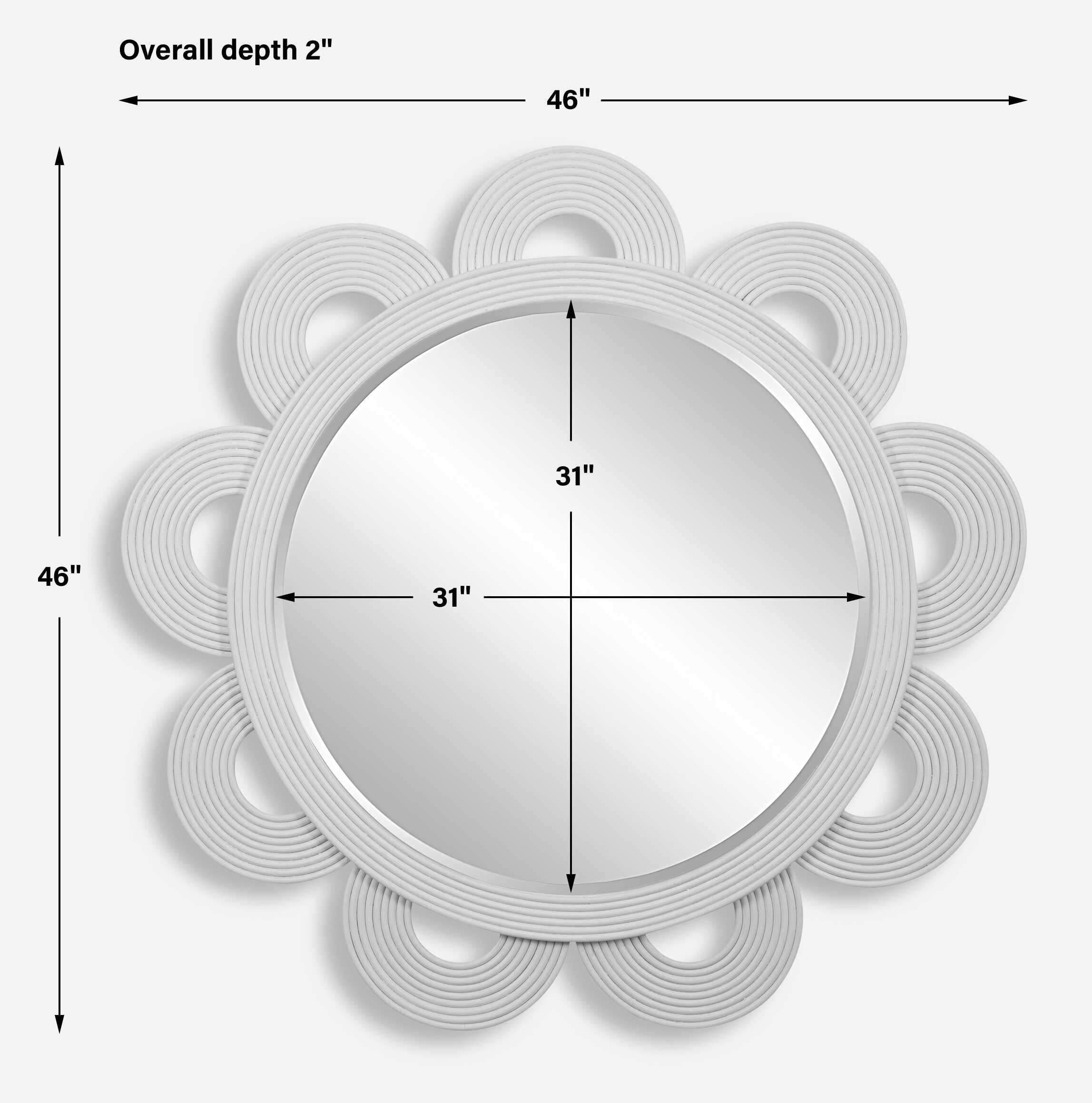 Clematis White Rattan Round Mirror