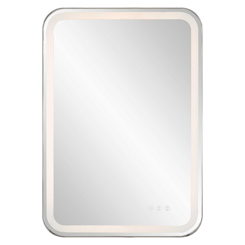 Crofton Lighted Nickel Vanity Mirror