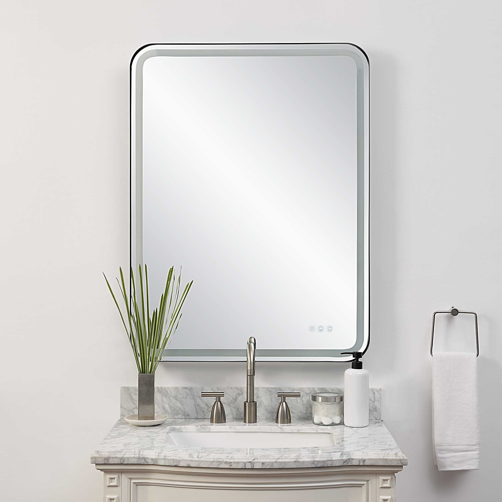 Crofton Lighted Black Large Mirror