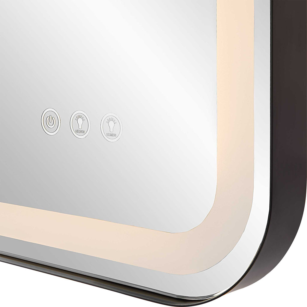 Crofton Lighted Black Large Mirror