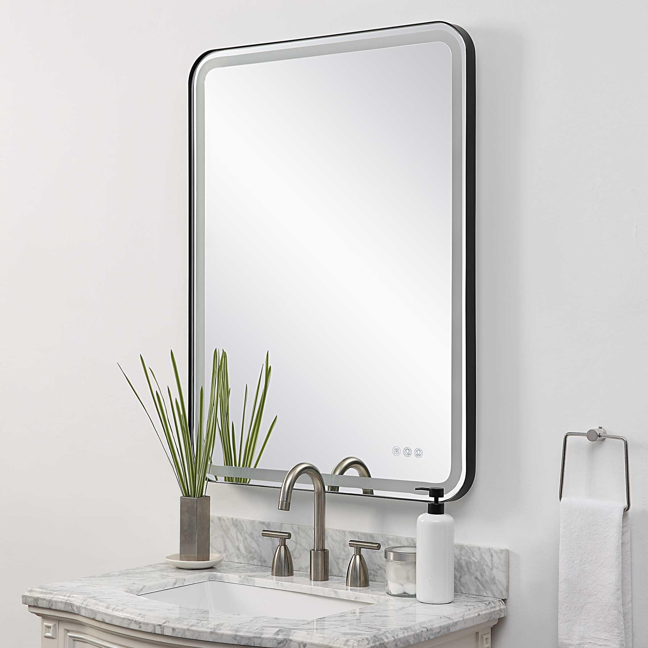 Crofton Lighted Black Large Mirror