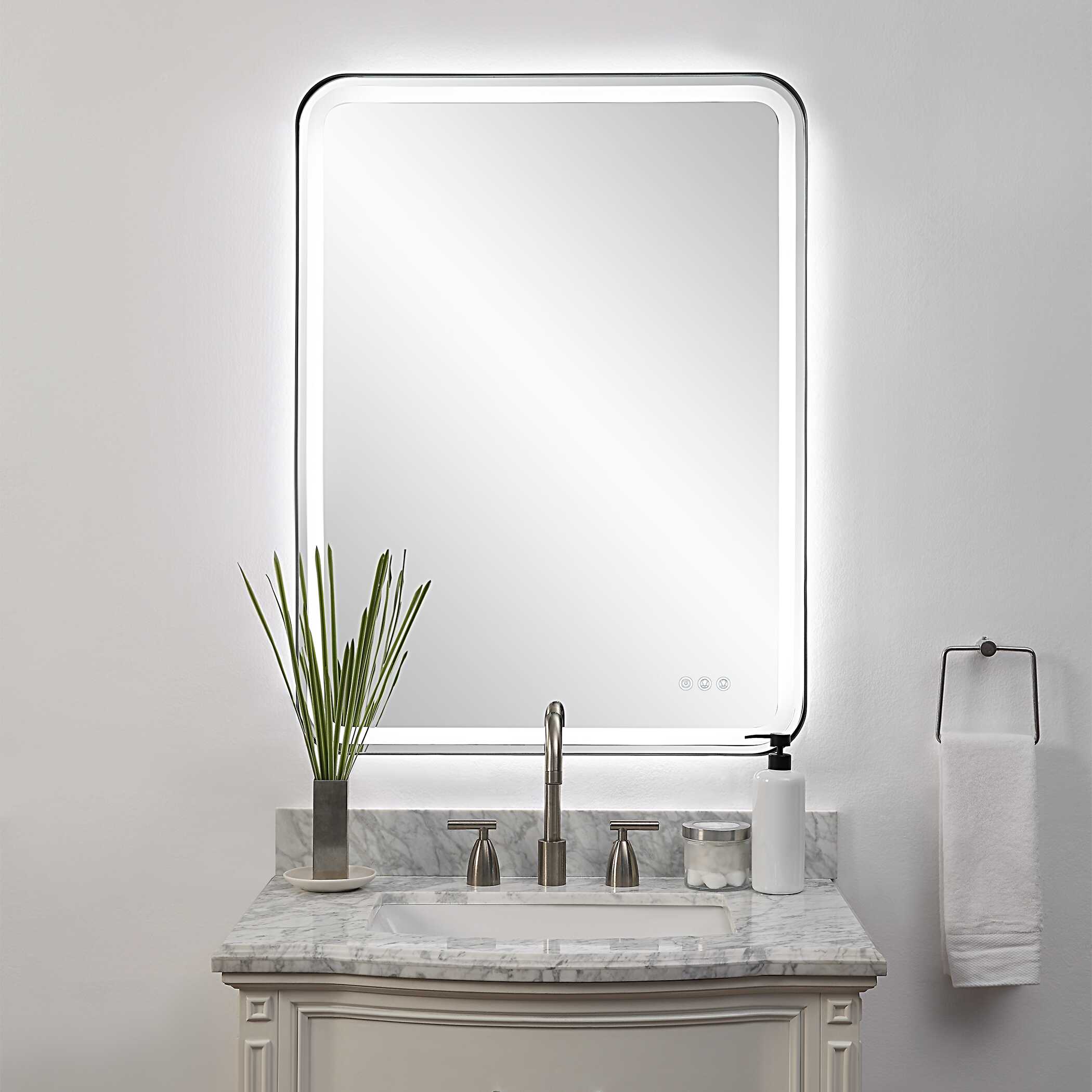 Crofton Lighted Black Large Mirror