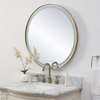 Crofton Lighted Brass Round Mirror