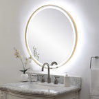 Crofton Lighted Brass Round Mirror