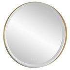 Crofton Lighted Brass Round Mirror