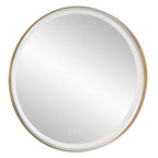 Crofton Lighted Brass Round Mirror