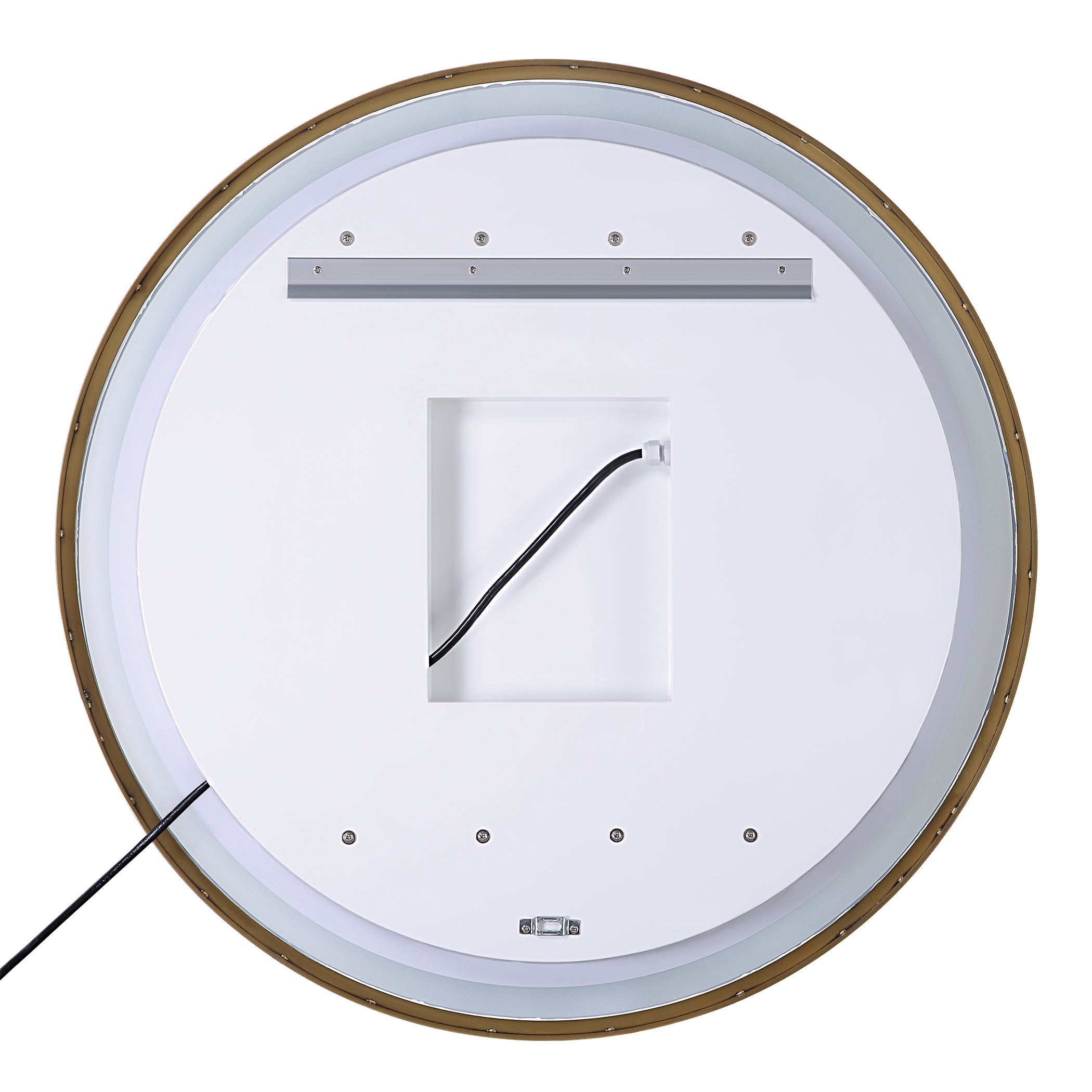 Crofton Lighted Brass Round Mirror